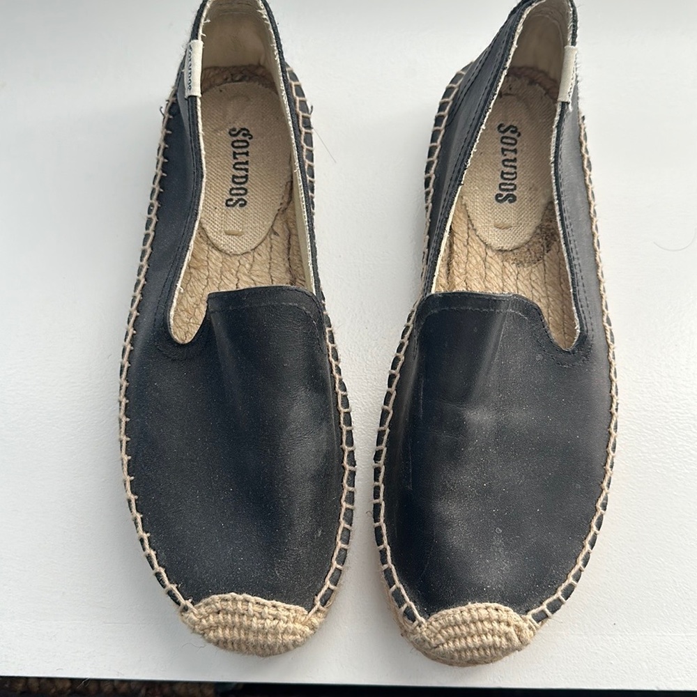 Solides Leather Espadrilles in Black
